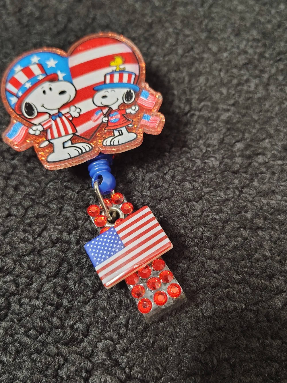 Snoopy Peanuts Patriotic Retractable Badge Reel